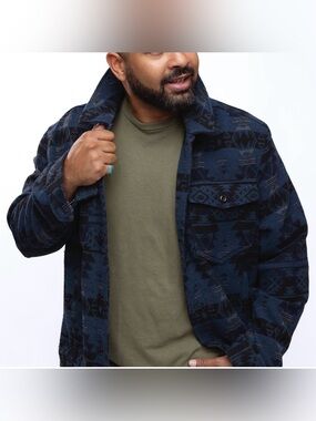 Banana Republic Men’s Maverick Patterned Trucker Jacket Small Geometric Shirt